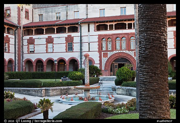 Main courtyard, Flagler College. St Augustine, Florida, USA (color)
