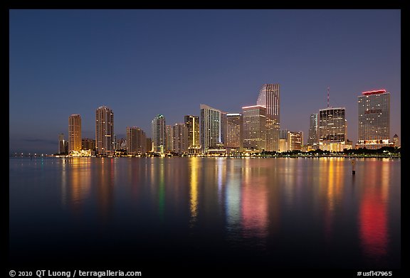 Downtown skyline at night, Miami. Florida, USA