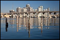 Mc Arthur Causeway bridge and high rise towers, Miami. Florida, USA ( color)