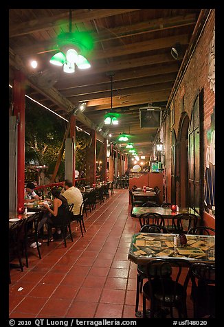 Cuban restaurant at night, Mallory Square. Key West, Florida, USA