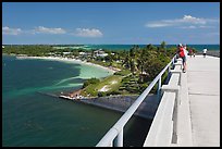 Tourists observing view from old bridge, Bahia Honda Key. The Keys, Florida, USA