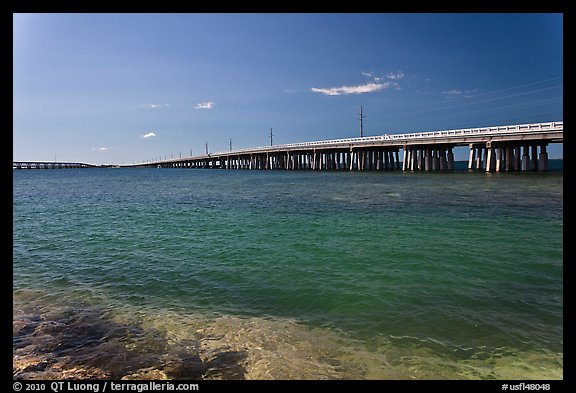 Old and new bridges, Bahia Honda Channel. The Keys, Florida, USA (color)
