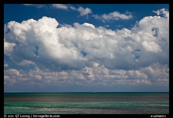 Clouds floating above Atlantic Ocean, Matacumbe Key. The Keys, Florida, USA (color)