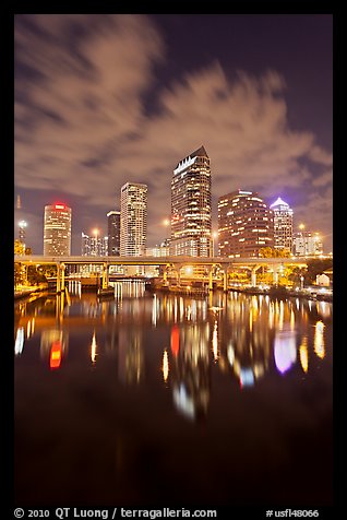 Downtown Tampa skyline at night, Tampa. Florida, USA