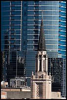 Church bell tower and glass building. Orlando, Florida, USA ( color)