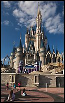 Girls in front of Cindarella castle, Walt Disney World. Orlando, Florida, USA ( color)