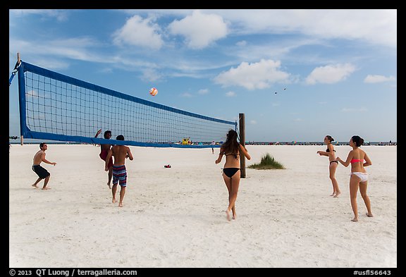 Volleyball at Siesta Beach, Sarasota. Florida, USA (color)