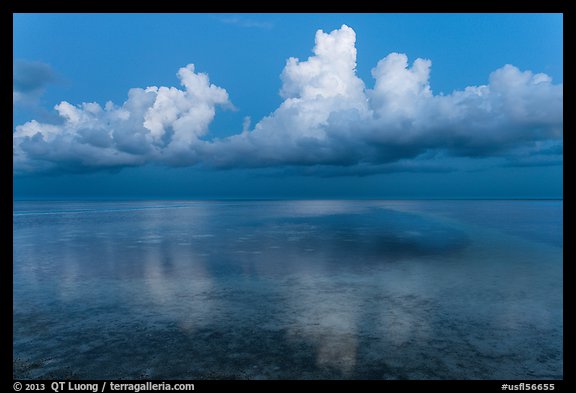 Clouds and Atlantic Ocean at dusk, Little Duck Key. The Keys, Florida, USA