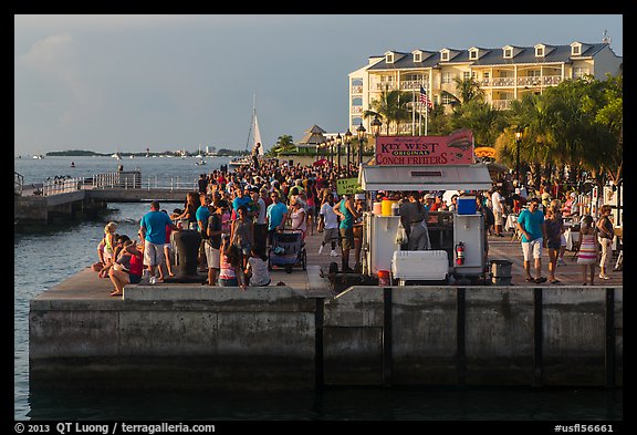 Crowds anticipating sunset in Mallory Square. Key West, Florida, USA