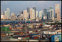 Miami Freight harbor and skyline. Florida, USA ( color)