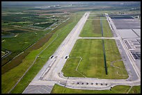 Aerial view of Homestead air force airport with fighter jets parked. Florida, USA ( color)