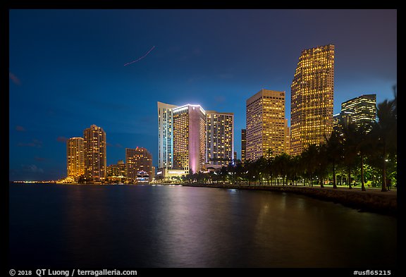 Brickell Skyline at night from Bayfront Park, Miami. Florida, USA
