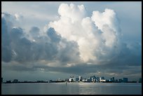 Thunderstorms clouds above skyline and Biscayne Bay. Florida, USA ( color)