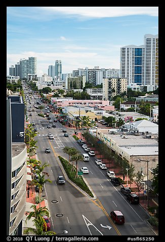 Boulevard from above, Miami Beach. Florida, USA (color)