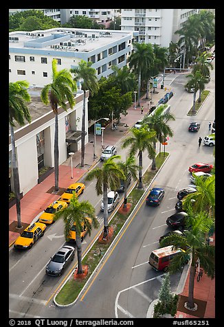 Street and taxis from above, Miami Beach. Florida, USA (color)
