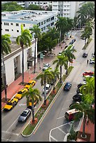 Street and taxis from above, Miami Beach. Florida, USA ( color)