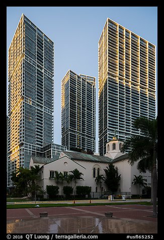 First Presbyterian Church and high rise towers, Miami. Florida, USA