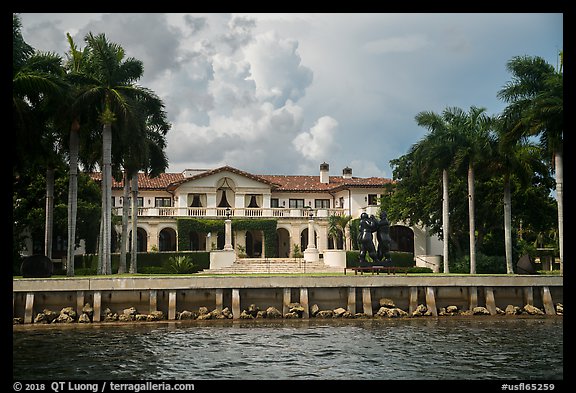 Mansion with waterfront. Coral Gables, Florida, USA (color)