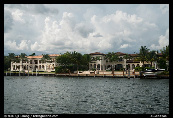Waterfront mansions. Coral Gables, Florida, USA (color)