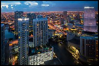 Miami Skyline at dusk with Miami River and Brickell District, Miami. Florida, USA ( color)