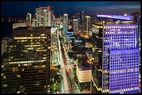 High view of Miami Skyline at night with Brickell Av from Fifty Ultra Lounge, Miami. Florida, USA ( color)
