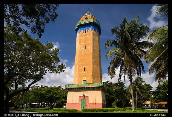 Alhambra Water Tower and trees. Coral Gables, Florida, USA