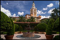 Garden fountain and Biltmore Hotel. Coral Gables, Florida, USA ( color)