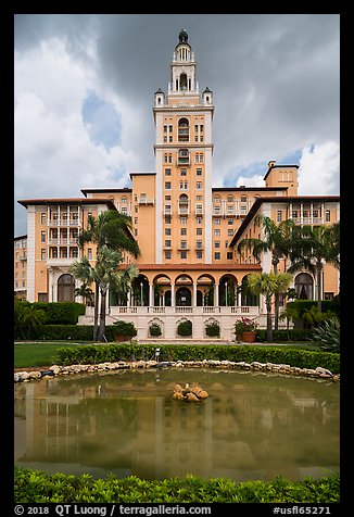 Pond and Miami Biltmore Hotel. Coral Gables, Florida, USA (color)