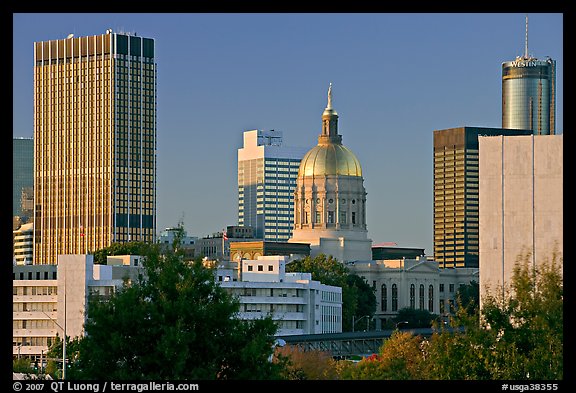 Skyline and Georgia Capitol, late afternoon. Atlanta, Georgia, USA