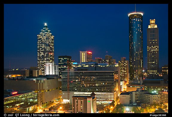 Downtown High-rise buildings at night. Atlanta, Georgia, USA
