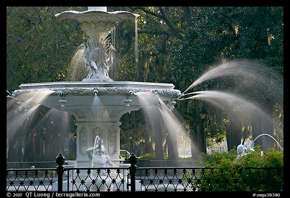 Detail of 1858 fountain in Forsyth Park. Savannah, Georgia, USA (color)