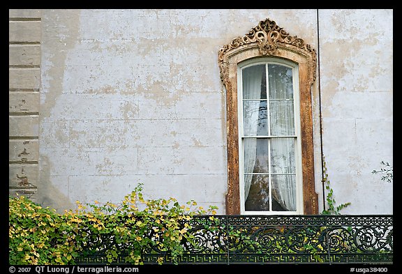 Window and wall, historical district. Savannah, Georgia, USA