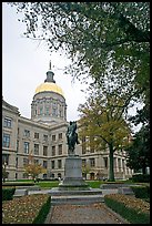 Statue and Georgia Capitol in fall. Atlanta, Georgia, USA ( color)