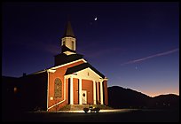 Church and moonrise. Georgia, USA