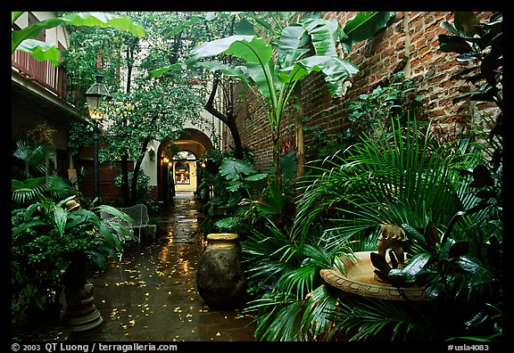 An inside courtyard in the French Quarter. New Orleans, Louisiana, USA (color)