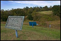 Union position markers on battlefield, Vicksburg National Military Park. Vicksburg, Mississippi, USA