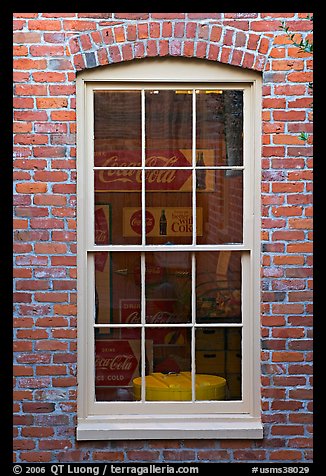 Coca Cola memorabilia seen from window. Vicksburg, Mississippi, USA