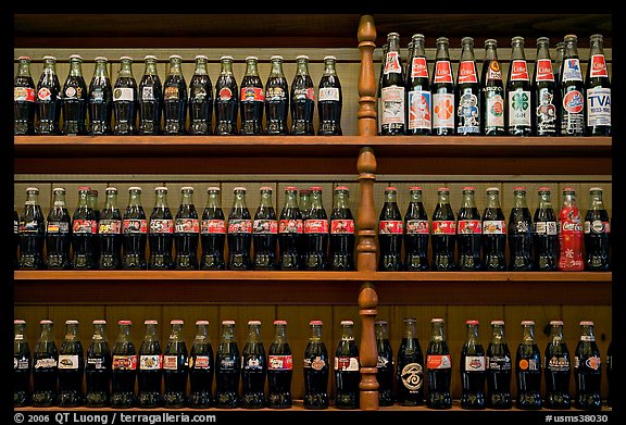 Collectino of Coca Cola bottles. Vicksburg, Mississippi, USA (color)