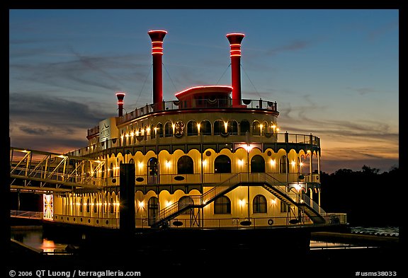 Horizon riverboat casino at dusk. Vicksburg, Mississippi, USA