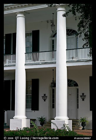 Columns on facade of Rosalie. Natchez, Mississippi, USA (color)