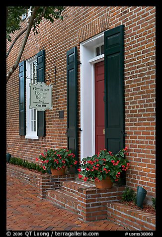 Governor Holmes brick house. Natchez, Mississippi, USA (color)