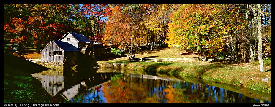 Mill and pond in autumn. Virginia, USA (color)