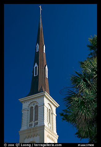 Tall church steeple. Charleston, South Carolina, USA (color)