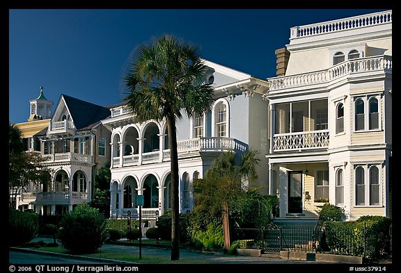 Row of Antebellum houses. Charleston, South Carolina, USA (color)