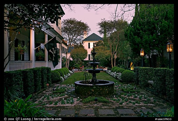 House garden at dusk. Charleston, South Carolina, USA (color)