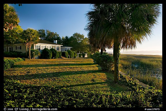 House with yard by the bay. Beaufort, South Carolina, USA (color)