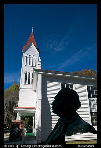 Robert Smalls bust and Tabernacle Baptist Church. Beaufort, South Carolina, USA (color)