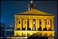 Greek Revival style Tennessee State Capitol by night. Nashville, Tennessee, USA ( color)