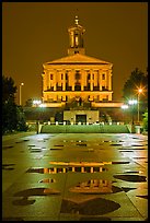 State Capitol and reflectoins by night. Nashville, Tennessee, USA ( color)