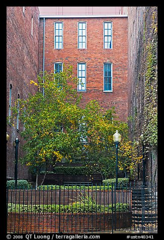 Yard and brick buildings. Nashville, Tennessee, USA (color)